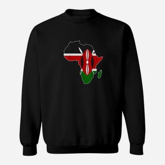 Kenyan Pride With Kenya Flag Clipped Inside Africa Map Sweatshirt | Crazezy