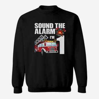 Kids 1 Year Old Firefighter Birthday Fire Truck Engine 1St Gift Sweatshirt | Crazezy