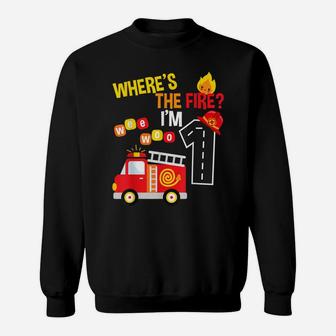 Kids 1St Birthday Party Fire Truck Toddler I'm 1 Year Old Sweatshirt | Crazezy CA