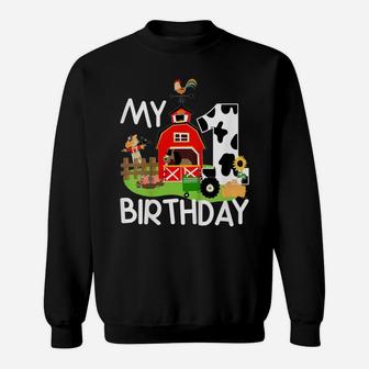 Kids 1St Birthday Shirt Farm Tractor Pig Horse Cow Chicken Cat Sweatshirt | Crazezy