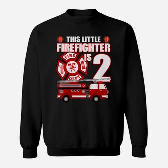 Kids 2 Year Old Firefighter Birthday Party Fire Truck 2Nd Gift Sweatshirt | Crazezy CA