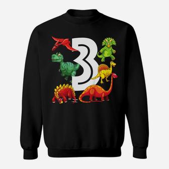 Kids 3 Year Old Dinosaur Birthday Party Dino Theme Boys 3Rd Gift Sweatshirt | Crazezy CA