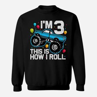 Kids 3 Year Old Shirt 3Rd Birthday Boy Monster Truck Car Sweatshirt | Crazezy DE