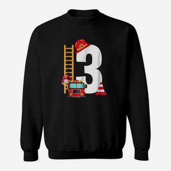 Kids 3Rd Birthday Party Fire Truck Sweatshirt | Crazezy