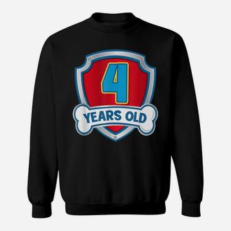 Kids 4 Year Old 4Th Birthday Paw Themed Party Boys Girls Tee Sweatshirt | Crazezy