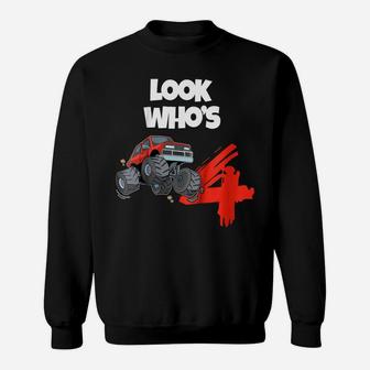 Kids 4Th Birthday Monster Truck T Shirt | 4 Year Old Boy Gift Sweatshirt | Crazezy AU