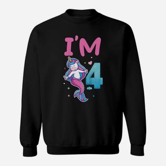 Kids 4Th Birthday Unicorn Mermaid Mermicorn Colorful Design Sweatshirt | Crazezy