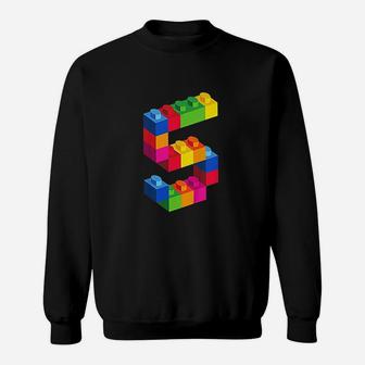 Kids 5 Year Old Building Blocks Birthday Bricks 5Th Gift Sweatshirt | Crazezy DE