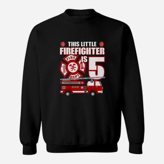 Kids 5 Year Old Firefighter Birthday Party Fire Truck 5Th Gift Sweatshirt | Crazezy UK