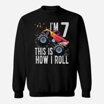 Kids 7 Year Old Shirt 7Th Birthday Boy Monster Truck Car T Shirt Sweatshirt | Crazezy AU