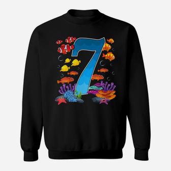Kids 7 Year Old Under The Sea Birthday Ocean Fish Theme 7Th Gift Sweatshirt | Crazezy CA