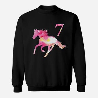 Kids 7Th Birthday Horse Gift For 7 Year Old Girls Sweatshirt | Crazezy DE