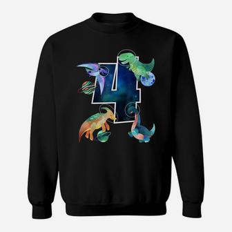Kids Astronaut Outer Space Dinosaurs 4Th Birthday Boy Gift Sweatshirt | Crazezy CA