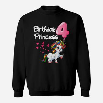 Kids Birthday Princess 4 Years Old Unicorn 4Th Birthday For Girls Sweatshirt | Crazezy AU