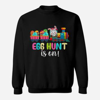 Kids Boys Easter Day Egg Hunt Is On Bunny Ear Train Apparel Sweatshirt | Crazezy DE