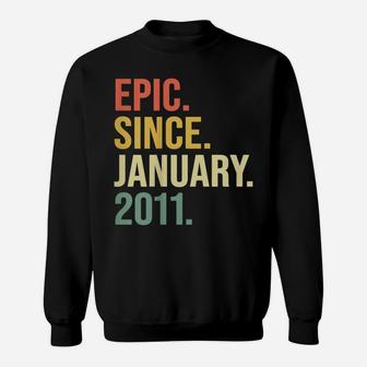 Kids Epic Since January 2011, 9 Years Old, 9Th Birthday Gift Sweatshirt | Crazezy UK