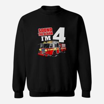 Kids Fire Truck 4Th Birthday Boy Firefighter 4 Year Old Sweatshirt | Crazezy