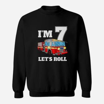 Kids Fire Truck 7Th Birthday Boy Firefighter 7 Year Old Sweatshirt | Crazezy UK