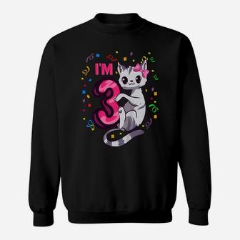 Kids Girls 3Rd Birthday Outfit I'm 3 Years Old Cat Kitty Kitten Sweatshirt | Crazezy UK