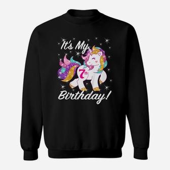 Kids It's My 7Th 7 Year Old Birthday Shirt Girl Unicorn Outfit Sweatshirt | Crazezy AU