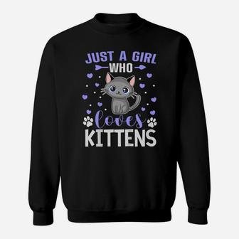 Kids Just A Girl Who Loves Kittens Funny Cat Lover Toddler Child Sweatshirt | Crazezy CA