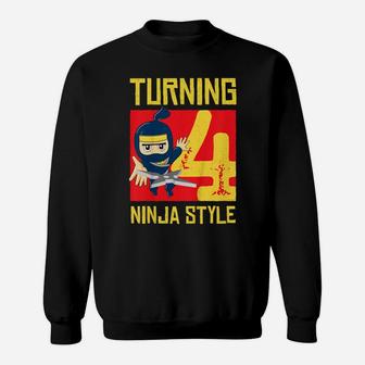 Kids Kids Birthday Shirt 4 - 4 Year Old Ninja Birthday Gift Sweatshirt | Crazezy