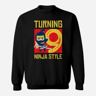 Kids Kids Birthday Shirt 9 - 9 Year Old Ninja Birthday Gift Sweatshirt | Crazezy