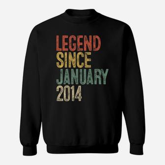 Kids Legend Since January 2014 7Th Birthday Gift 7 Year Old Sweatshirt | Crazezy