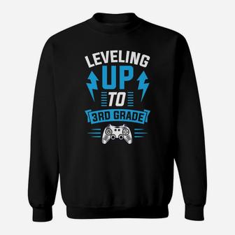 Kids Leveling Up To 3Rd Grade Third Cool Gamer Christmas Gift Sweatshirt | Crazezy DE