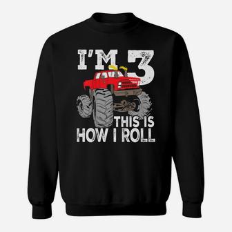 Kids Monster Trucks 3Rd Birthday Party Shirt Three Years Sweatshirt | Crazezy UK
