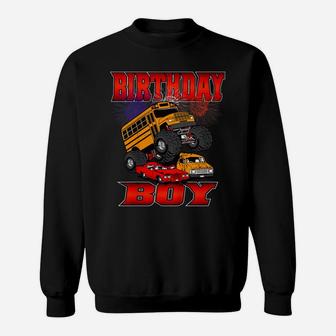 Kids Monster Trucks Birthday Boy Monster Trucks For Boys Sweatshirt | Crazezy CA