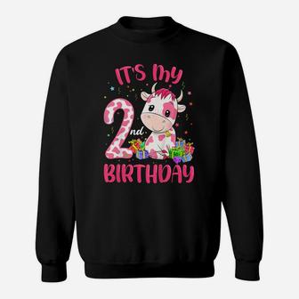 Kids Moo Im Two Its My 2Nd Birthday Shirt Girl Pink Cow Sweatshirt | Crazezy UK