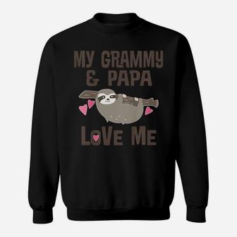 Kids My Grammy And Papa Love Me Granddaughter Sloth Sweatshirt | Crazezy AU