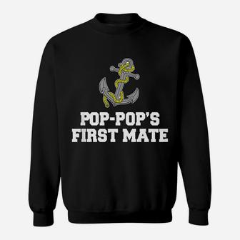 Kids Pop-Pop's First Mate Grandson Granddaughter Boat Shirt Sweatshirt | Crazezy
