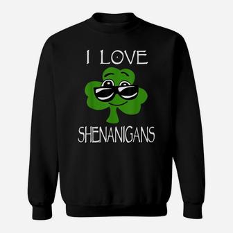 Kids Shenanigans St Patricks Day Boys Girls Shamrock Gift Sweatshirt | Crazezy
