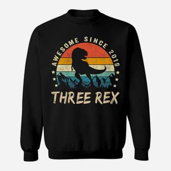 Kids Three Rex 3Rd Birthday Shirt Third Dinosaur 3 Year Old Sweatshirt | Crazezy