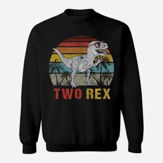 Kids Two Rex 2Nd Birthday Shirt Second Dinosaur 2 Year Old Sweatshirt | Crazezy UK