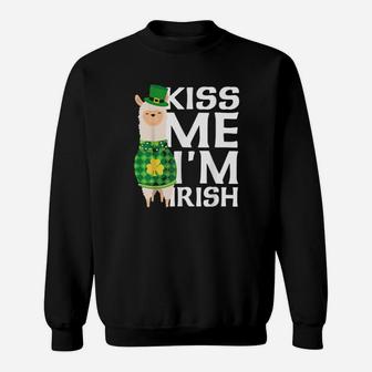 Kiss Me I Am Irish St Patricks Day Llama Sweatshirt - Monsterry