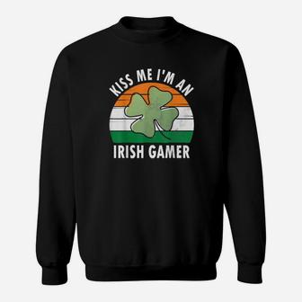 Kiss Me Im An Irish Gamer Saint Patricks Day Sweatshirt - Monsterry