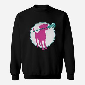 Lacrosse Dog With Girl Stick Sweatshirt | Crazezy