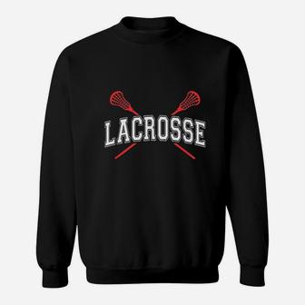 Lacrosse Red Crossed Sticks Sweatshirt | Crazezy