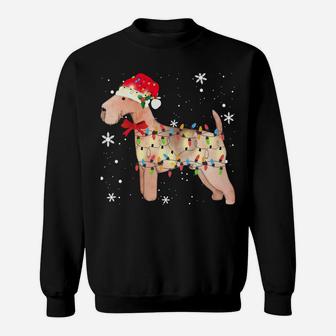 Lakeland Terrier Dog Christmas Light Xmas Mom Dad Gifts Sweatshirt Sweatshirt | Crazezy