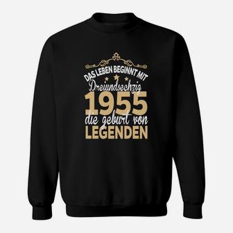 Leben Beginnt Mit 65 Sweatshirt, Jahrgang 1955 Legenden Design - Seseable