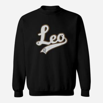Leo July And August Birthday Astrology Sign Baseball Script Sweatshirt | Crazezy