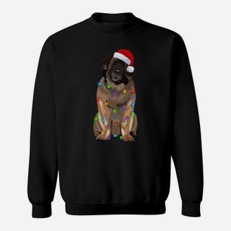 Leonberger Christmas Lights Xmas Dog Lover Santa Hat Sweatshirt Sweatshirt | Crazezy