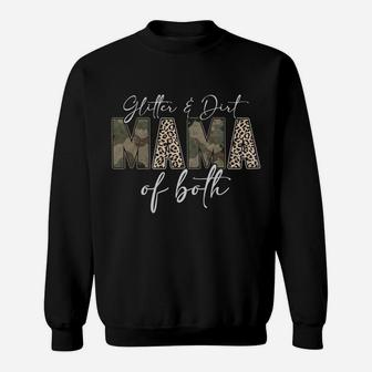 Leopard Glitter Dirt Mom Mama Of Both Camouflage Mothers Day Sweatshirt Sweatshirt | Crazezy AU