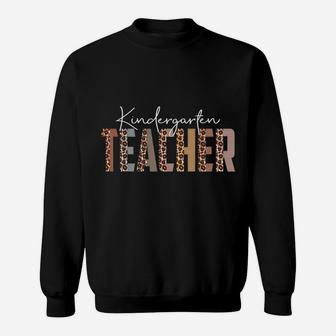 Leopard Kindergarten Teacher Funny Job Title School Worker Sweatshirt | Crazezy