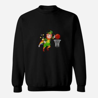Leprechaun Basketball Shamrock St Patricks Day Irish Sweatshirt - Monsterry