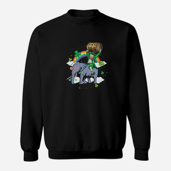 Leprechaun Riding Elephant St Patricks Day Gif Sweatshirt - Thegiftio UK