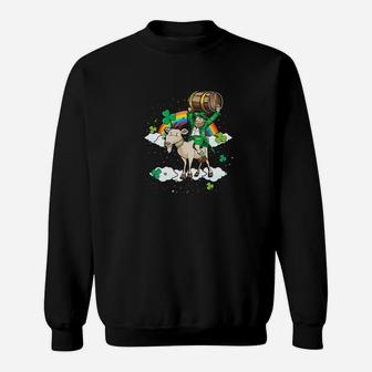 Leprechaun Riding Goat St Patricks Day Gif Sweatshirt - Thegiftio UK
